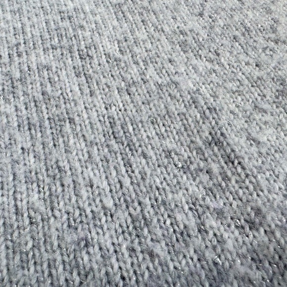 Madden NYC Cropped Sweater – XXL Puff Sleeve, Silver Shimmer Knit, Cozy Cute - Picture 3 of 3